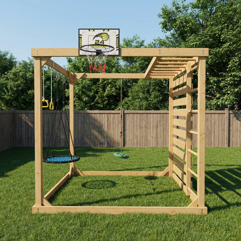 Metaoutdoors 8-In-1 Cedar Wood Playground Set – Backyard Adventure